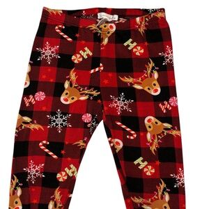 Holiday reindeer plaid pajama leggings